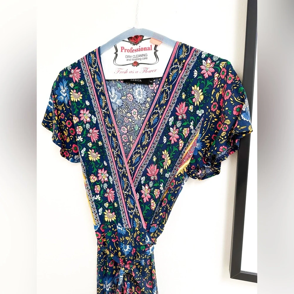 Zesica Bohemian Floral Maxi Wrap Dress Size Small - Picture 6 of 12